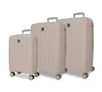 Joumma Roll Road Acadia Juego de Maletas Champagne 55/65/75 cm Rígida Polipropileno Candado de combinación Integrado 210L 10,2kg 4 Ruedas Dobles Extensible Equipaje de Mano