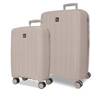 Joumma Roll Road Acadia Juego de Maletas Champagne 55/65 cm Rígida Polipropileno Candado de combinación Integrado 105L 6kg 4 Ruedas Dobles Extensible Equipaje de Mano