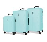 Joumma Roll Road Formentera Juego de Maletas Azul Claro 55/65/75 cm Rígida ABS Candado combinación Integrado 188L 10,3kg 4 Ruedas Dobles Equipaje de Mano
