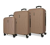 Joumma Roll Road Formentera Juego de Maletas Champagne 55/65/75 cm Rígida ABS Candado combinación Integrado 188L 10,3kg 4 Ruedas Dobles Equipaje de Mano