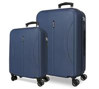 Joumma Roll Road Formentera Juego de Maletas Marino 55/65 cm Rígida ABS Candado combinación Integrado 91L 6,05kg 4 Ruedas Dobles Equipaje de Mano