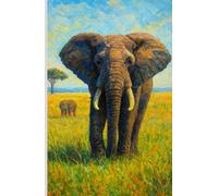 Journal, African Safari Animals, Elephant Painting 1, Hardcover, Lined, 160 Pages/80 Sheets, 5.5 x 8.5 Inches