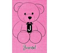 JOURNAL: Monogram Initial Letter J - Cute and Cuddly Little Teddy Bear showcasing your Initial on a Bright Pink Fabric-Look art design. Feminine & ... teens, women. Cute, Compact & Functional