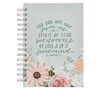 Journal Spiral-Bound Blue Floral for God Has Not Given Us a Spirit of Fear 1 Tim. 1: `17
