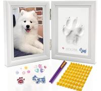 Journdream Juego de impresión de huellas para perros y gatos, marco de fotos de madera 3D, juego de impresión de patas (blanco)