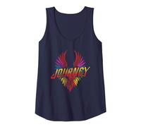 Journey Colorful Rainbow Winged Heart Vintage Band Camiseta sin Mangas, Mujer, Azul Marino, XL
