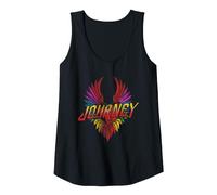 Journey Colorful Rainbow Winged Heart Vintage Band Camiseta sin Mangas, Mujer, Negro, XL