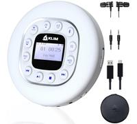Journey Reproductor de CD Portátil, Radio FM, Bluetooth, Ideal para Coche | Lector de Tarjetas SD, Grabación, Ecualizador, Velocidad Ajustable, Incluye Auriculares, Blanca
