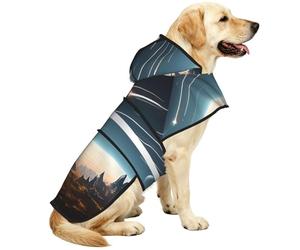 Journey To Earth Fantasy - Chubasquero impermeable para perros con capucha, tiras reflectantes y correa ajustable para el vientre, se adapta a perros pequeños a grandes