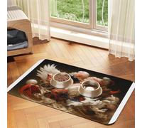 Journey to The Dreamland - Tapete de alimentación para mascotas, impermeable y antideslizante, tapete dispensador de agua para perros y gatos, sin manchas, de secado rápido