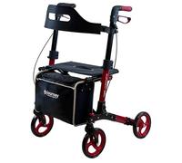 Journey UPWalker Breeze - Andador tradicional con ruedas - Andador vertical ligero y ajustable con asiento para adultos, personas mayores y ancianos - Marco rojo
