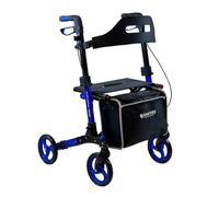 Journey UPWalker Breeze - Andador tradicional con ruedas - Andador vertical ligero y ajustable con asiento para adultos, personas mayores y ancianos - Marco azul