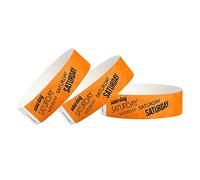 jours de la semaine 3/10,2 cm Tyvek Bracelets pour les évènements à partir de Wristco 500 Count Saturday Neon Orange