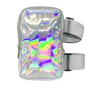 J'ouvert - Bolsa holográfica para muslo, arnés de pierna de carnaval para mujer, riñonera para exteriores, mochila de viaje con correas ajustables de colores, Plata con correas plateadas, Talla única,