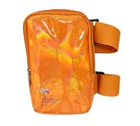 J'ouvert - Bolsa holográfica para muslo, arnés de pierna de carnaval para mujer, riñonera para exteriores, mochila de viaje con correas ajustables de colores, Naranja con correas naranjas, Talla