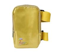 J'ouvert - Bolsa holográfica para muslo, arnés de pierna de carnaval para mujer, riñonera para exteriores, mochila de viaje con correas ajustables de colores, Metálico dorado con correas doradas,