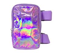 J'ouvert - Bolsa holográfica para muslo, arnés de pierna de carnaval para mujer, riñonera para exteriores, mochila de viaje con correas ajustables de colores, Morado con correas moradas, Talla única,