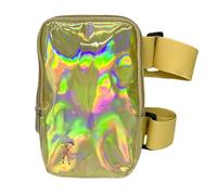 J'ouvert - Bolsa holográfica para muslo, arnés de pierna de carnaval para mujer, riñonera para exteriores, mochila de viaje con correas ajustables de colores, Oro con correas doradas, Talla única,