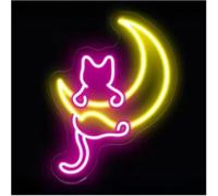 Jovarel Luz de neón Letreros de neón Decoración Letrero Lámpara gato y para luna