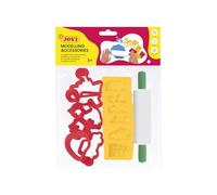 Jovi - 12 moldes de diferentes formas y rodillo modelaje de plastilina (7/6R)