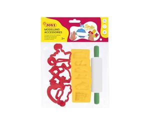 Jovi - 12 moldes de diferentes formas y rodillo modelaje de plastilina | Accesorios para plastilina, soft dough o arcillas de secado al aire