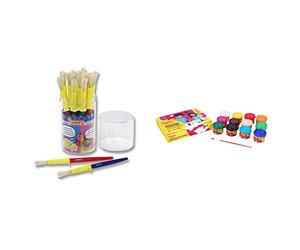 Jovi 806 - Bote de 20 Pinceles, 108x108x90 & 152818 - Caja de 12 Botes de Tempera Escolar de 35 ml, Gel licuado en Colores Vivos, 1 Unidad, Multicolor