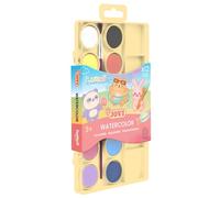 Jovi - Acuarelas, Estuche con 12 Colores Kawaii y Pincel Incluido, para Niños a Partir de 3 Años