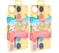 Jovi - Acuarelas KAWAII, Estuche con 12 Colores pastel y Pincel Incluido (Paquete de 2)