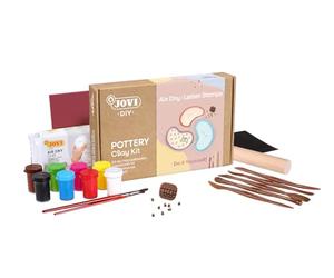 Jovi - Air Dry POTTERY Clay - kit de manualidades para principiantes, Crea tus piezas personalizadas con arcilla secado al aire, incluye pinturas, herramientas de modelaje y guía paso a paso