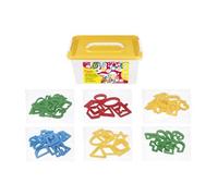 Jovi - Baúl con moldes de corte para plastilina, 2 juegos de letras, 2 juegos de números y 2 juegos de formas geométricas, 96 piezas (7/96)