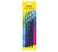Jovi- Blister Que Contiene 4 Marca siguientes graduaciones: 4-6-8-12 Negro. Pincel artistico Plano Pelo cerda, Color Surtido, Unica (210208)