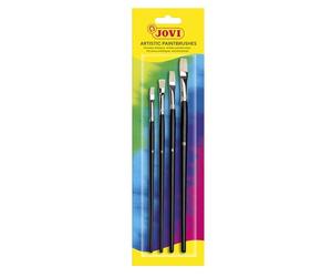 Jovi- Blister Que Contiene 4 Marca siguientes graduaciones: 4-6-8-12 Negro. Pincel artistico Plano Pelo cerda, Color Surtido, Unica (210208)