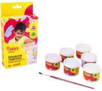 Jovi - Estuche de témpera escolar, colores surtidos, 6 unidades de 35 mililitros y 1 pincel (507P)