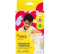 Jovi - Estuche de témpera escolar, colores surtidos, 6 unidades de 35 mililitros y 1 pincel (507P)