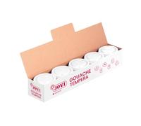 Jovi - Estuche de témpera líquida, 5 botes de 35 ml, color blanco | Témpera líquida escolar, Base agua, no tóxica, fácil de aplicar, Para manualidades y pintura infantil, sin gluten, lavable