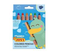 Jovi - MY FIRST 6 lápices de colores extra gruesos para niños a partir de de 12 meses, Coloured Pencil 4 en 1, colores surtidos + 1 sacapuntas (731/6)