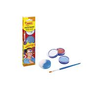 Jovi - Adventure, Maquillaje Infantil en Crema, 3 Botes en 3 Colores (Blanco, Azul y Rojo), Incluye Esponja y Pincel Plano