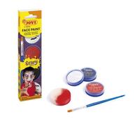 Jovi Maquillaje infantil SCARY crema - 3 botes de 8 ml, blanco, rojo y negro, con esponja y pincel