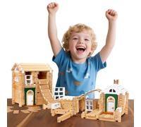 Jovi-Mindly -Set Bloques Construcción Edición Jardín Primaveral(107 Piezas con Puertas y Ventanas) -Juguete Educativo clásico Madera para niños a Partir de 5 años -Niños y Niñas -Certificado FSC