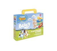 Jovi - My First BLUEY, kit de modelaje con 4 barritas y Sellos de madera | barritas de 38g y sellos con los números 1, 2 y 3, sin gluten, NO se seca, para niños a partir de 12 meses