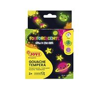 Jovi - Pack de 4 botes de témpera fosforescente, multicolor, brilla en la oscuridad, 35 mililitros