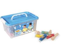 Jovi Plastilina Baby - Baúl con 20 Pastillas de 38g Colores Rojo, Verde, Azul y Amarillo + 9 Sellos de Madera Herramientas de modelaje para niños a Partir de 12 Meses (371/20)