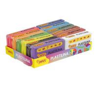 Jovi - Plastilina de colores - Pack 12 pastillas de 50 g en 8 colores básicos + 4 neón, Base vegetal para Niños a partir de 3 años