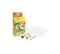 Jovi - Play&Fun Animals - Set para pintar con arena de colores, incluye 5 botes de arena y 3 láminas adhesivas para colorear animales, regalos y manualidades para niñas y niños a partir de 4 años