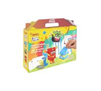 Jovi - Play&Fun Gouache Témpera SUPERHEROES - Set para pintar por números personajes 3D de Superhéroes, 10 botes témpera de 15 ml, 3 personajes para pintar y montar y 2 fondos
