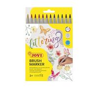 Jovi - BRUSH MARKER - Rotuladores Lettering con punta pincel, estuche con 12 colores (1312)