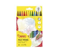 Jovi Rotuladores punta fina 2 mm, estuche 12 colores surtidos, lavables, tinta base agua, para dibujo y uso escolar, aptos para niños y adultos, multicolor