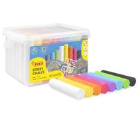 Jovi - STREET CHALKS Cubo 48 Tizas jumbo súper gruesas para pintar suelo, antipolvo, Colores vivos (1131)