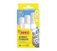 Jovi - STREET CHALKS Estuche 3 Tizas jumbo súper gruesas para pintar suelo, antipolvo, Blancas