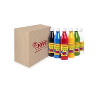 Jovi - Témpera líquida, Estuche 6 botes de 500ml, Colores Primarios, Pintura a base de ingredientes naturales, Fácil de lavar, Sin gluten, Ideal para uso escolar (506/6A)